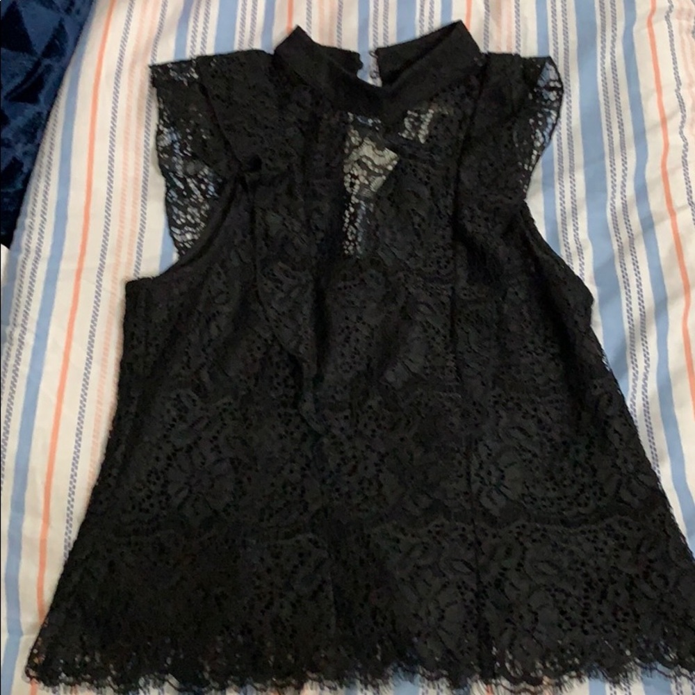 NWT Black lace blouse. Cute & sexy fit!